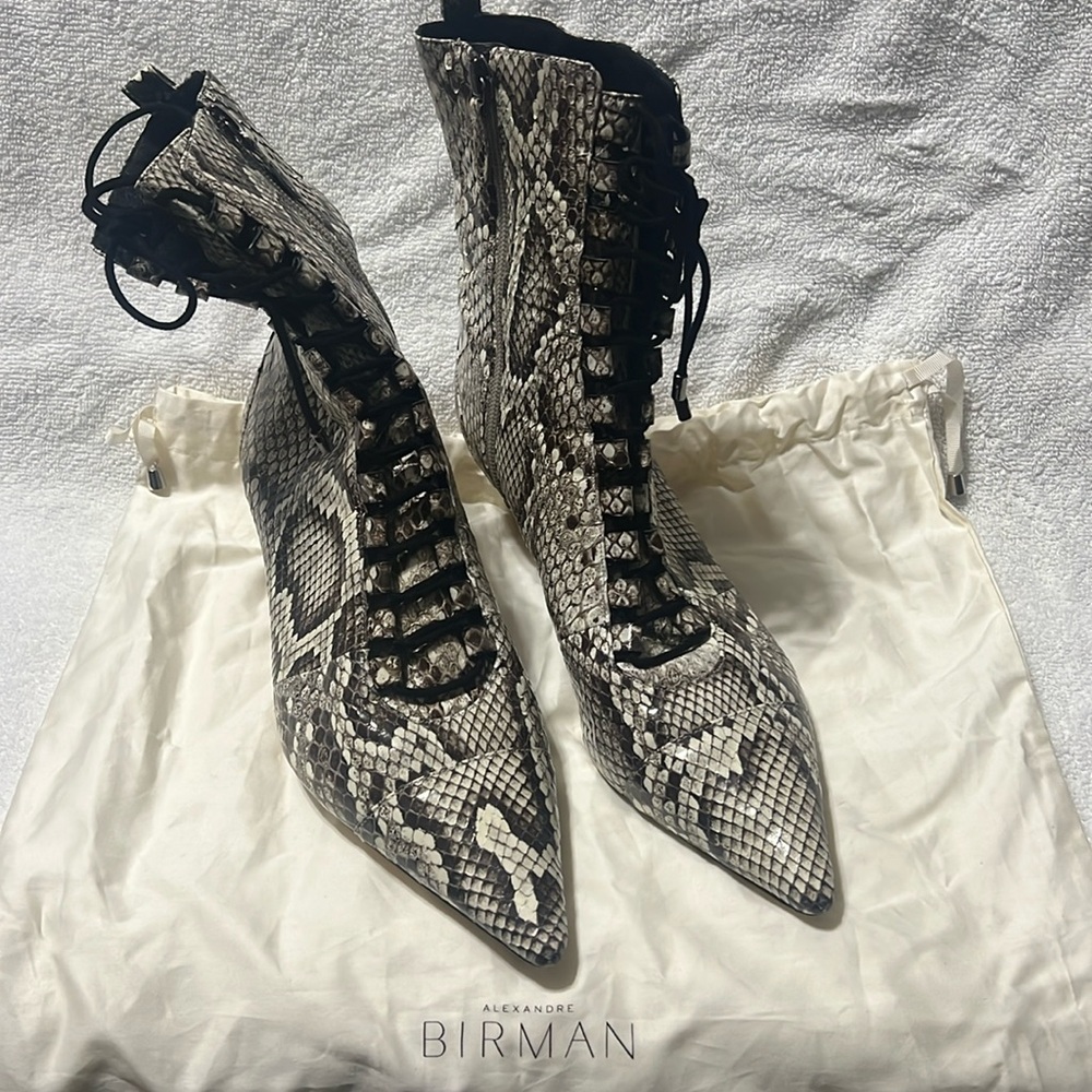 Alexandre Birman. Snake Skin Boots. Size 38.5